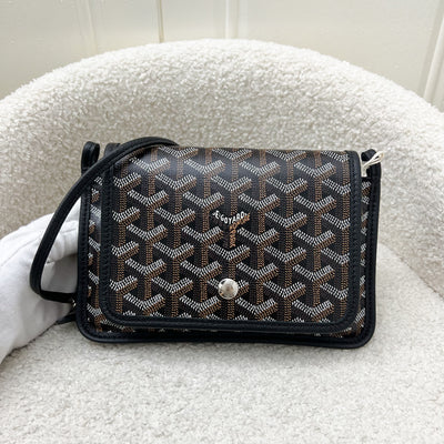 Goyard Plumet Pocket Wallet in Black Goyardine Canvas with Black Trim