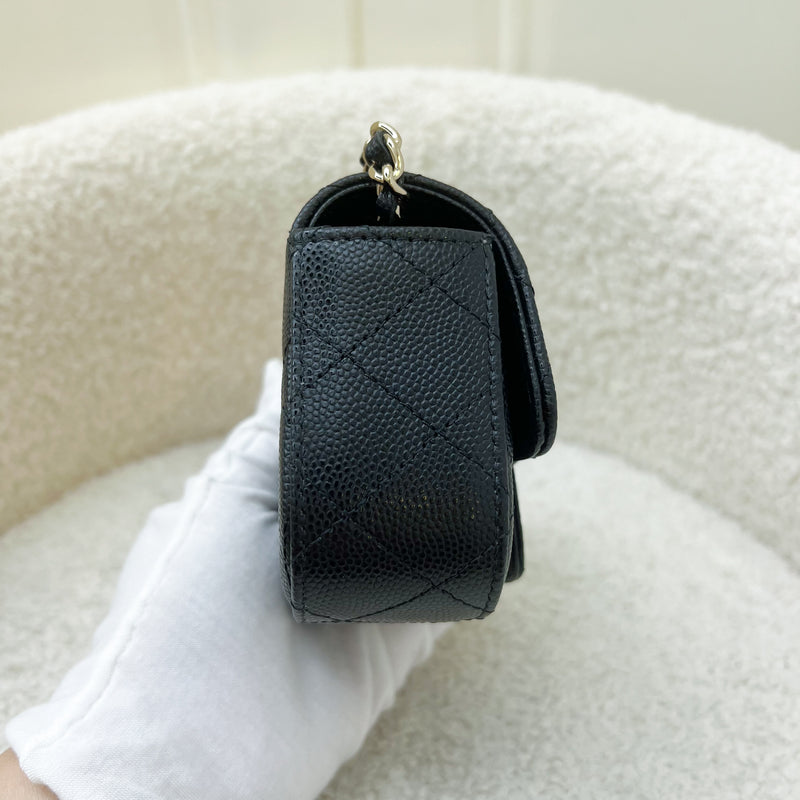 Chanel Micro Flap Bag / Clutch on Chain in Black Caviar in LGHW
