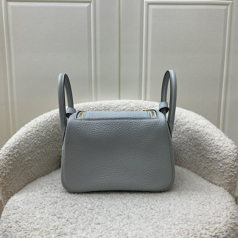 Hermes Mini Lindy in Bleu Pale Clemence Leather and GHW