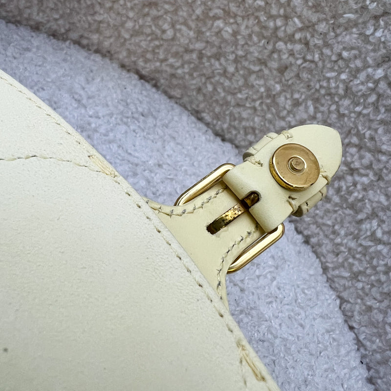 Dior Bobby East West Bag in Pale Yellow Calfskin and AGHW (With Additional Dior Canvas Strap)