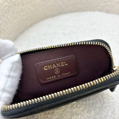 Chanel Zipped Square Compact Wallet / Card Holder in Black Caviar and LGHW