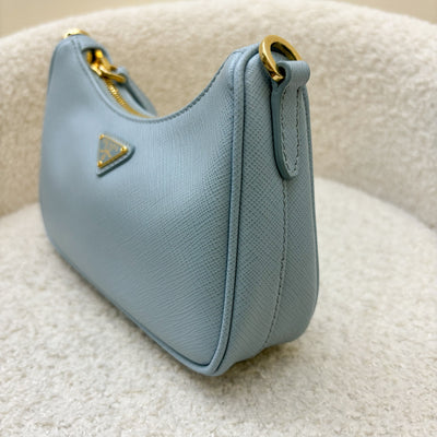 Prada Re-Edition Mini Bag in Baby Blue Saffiano Leather and GHW