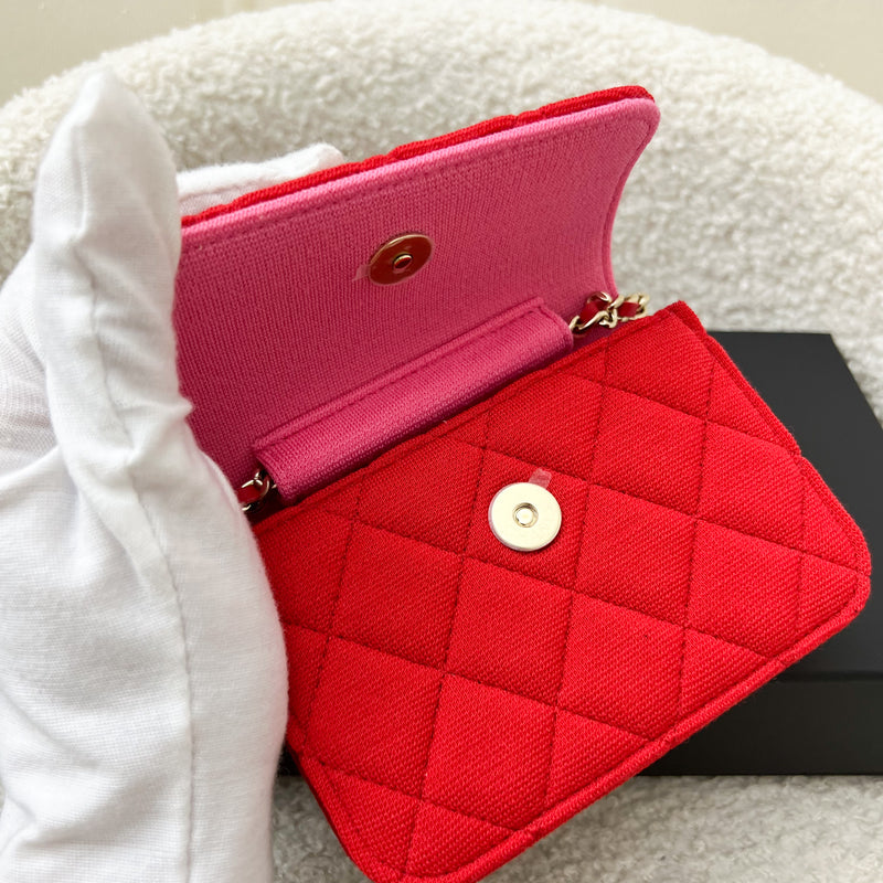 Chanel 23C VIP Clutch on Chain in Red Jersey and LGHW (Model: CD0104)