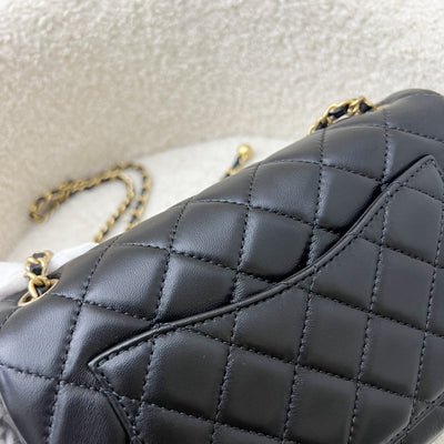 Chanel Pearl Crush Mini Rectangular Flap in Black Lambskin and AGHW (Model: AS1787)