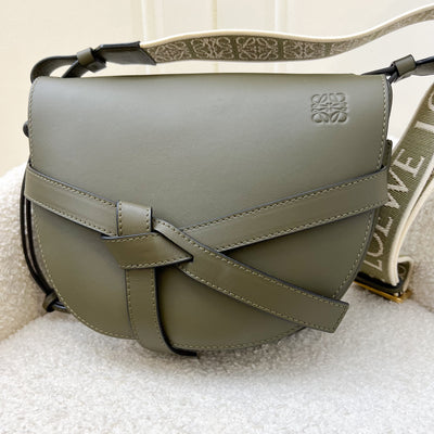 Loewe Small Gate Bag in Autumn Green Soft Calfskin and Jacquard and GHW