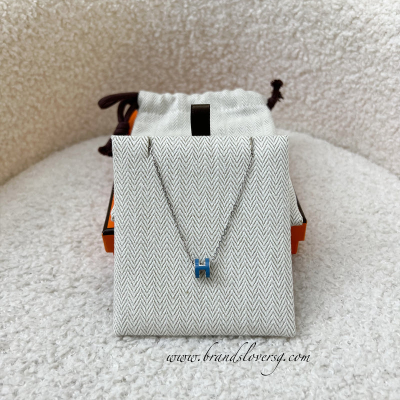 Hermes Mini Pop H Pendant in Blue PHW