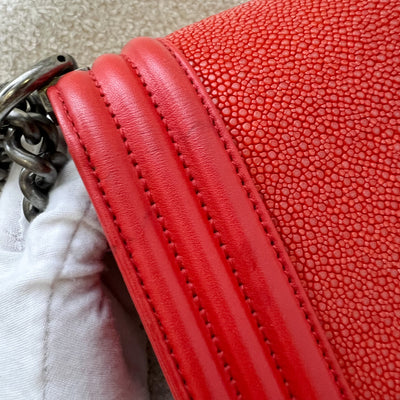 Chanel Small Boy Flap in Red Stingray Leather and RHW