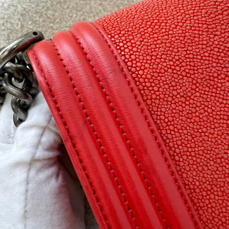 Chanel Small Boy Flap in Red Stingray Leather and RHW