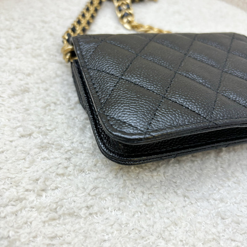 Chanel Mini Clutch on Chain in Black Caviar and AGHW