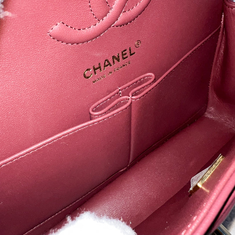 Chanel Small Classic Flap CF in Burgundy Lambskin and LGHW