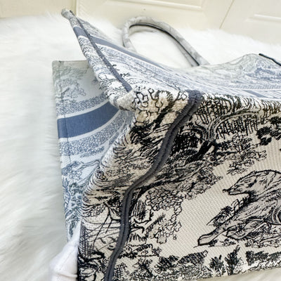 Dior Large Book Tote in Ombre Bluish Grey Toile De Jouy Canvas