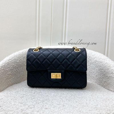 Chanel Classic 2.55 Reissue Mini Flap in Black Distressed Calfskin AGHW (Model: AS0874)