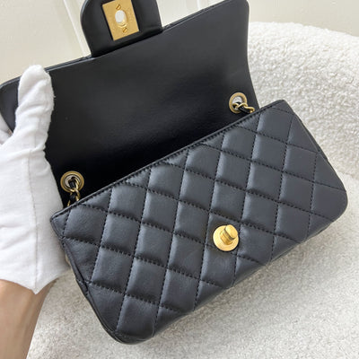 Chanel 22S Pearl Crush Mini Rectangle Flap in Black Lambskin and AGHW