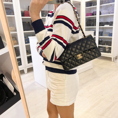 Chanel Small Classic Flap CF in Black Lambskin and Rose Gold HW