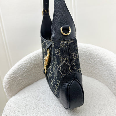 Gucci Jackie 1961 Medium Shoulder Bag in Horsebit Black Denim and Black Leather with GHW