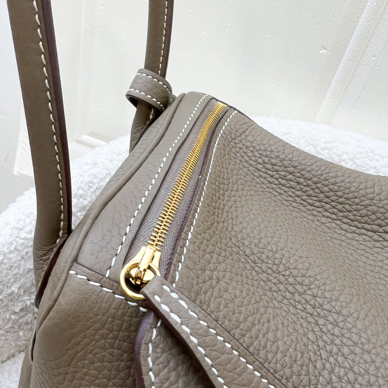 Hermes Lindy 26 in Etoupe Clemence Leather and GHW