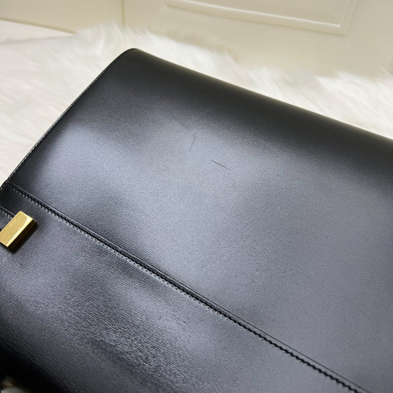 Saint Laurent YSL Manhattan Top Handle Large in Black Box Leather and GHW