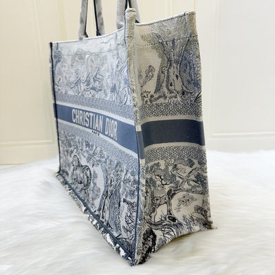 Dior Large Book Tote in Ombre Bluish Grey Toile De Jouy Canvas