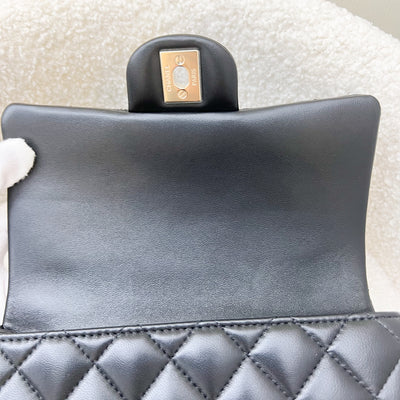 Chanel Top Handle Mini Rectangle Flap in Black Lambskin and LGHW