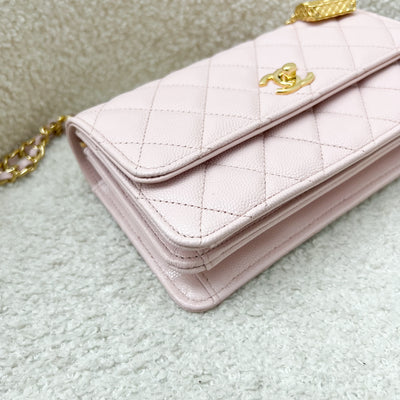 Chanel 23S Classic Flap Charm Wallet on Chain WOC in Sakura Pink Caviar and GHW