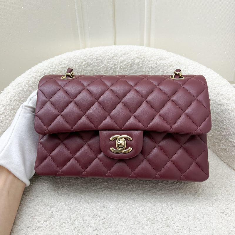 Chanel Small Classic Flap CF in Burgundy Lambskin and LGHW