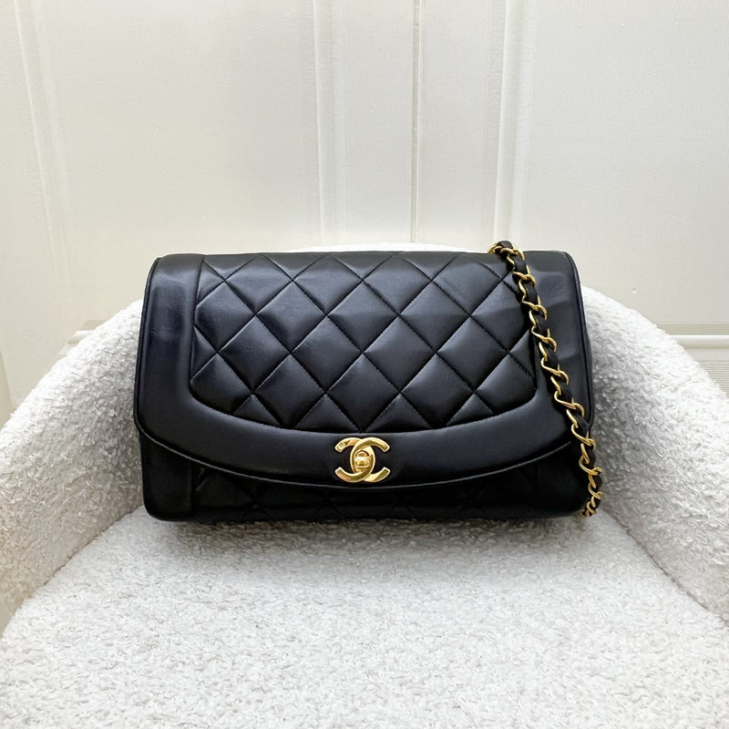 Chanel Medium Vintage Diana Flap in Black Lambskin and 24K GHW