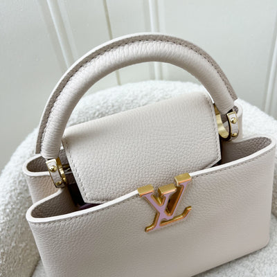 LV Capucines BB in Quartz (Cream) Calfskin, Pink and Cream Enamel and GHW