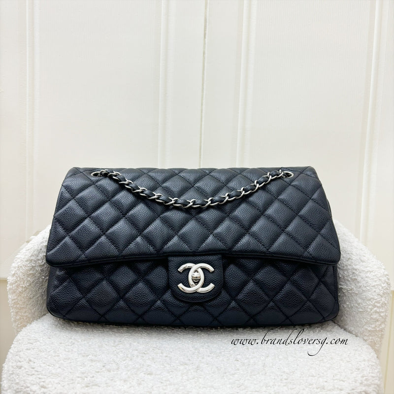 Chanel Easy Caviar Jumbo Flap Bag in Black Caviar and SHW