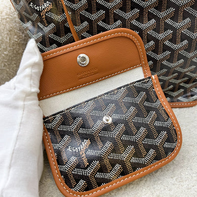 Goyard Mini Anjou in Black Goyardine Canvas with Camel Trim