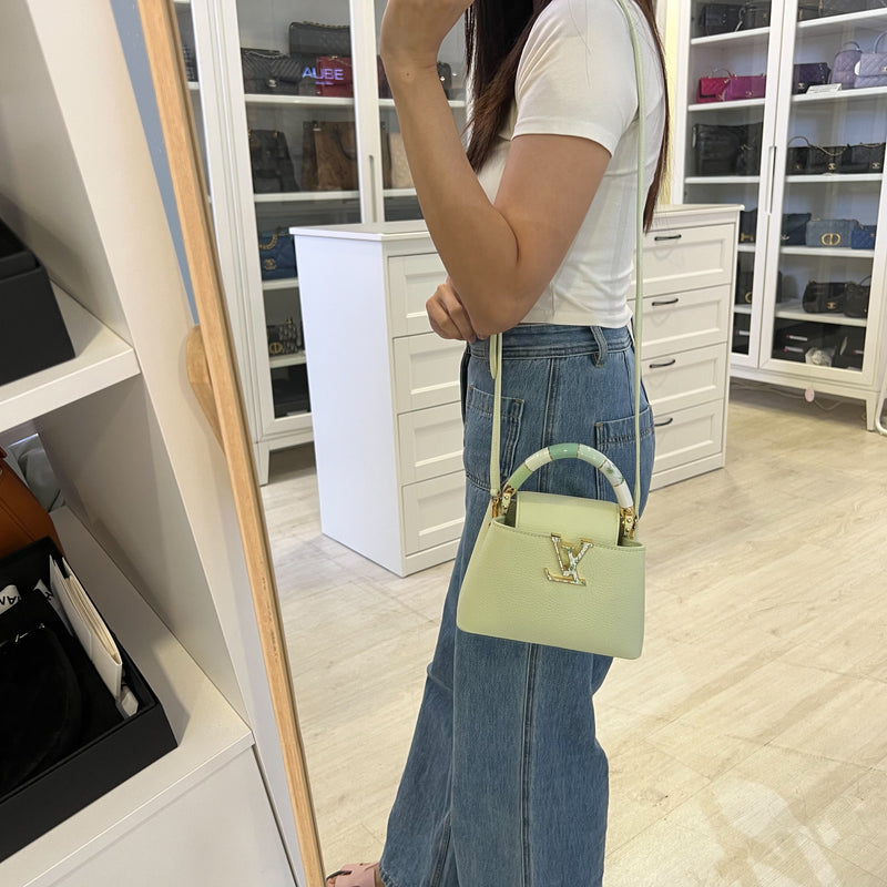 LV Mini Capucines in Vert d’Eau Green Taurillon Calfskin Leather and GHW (Model: M21639)
