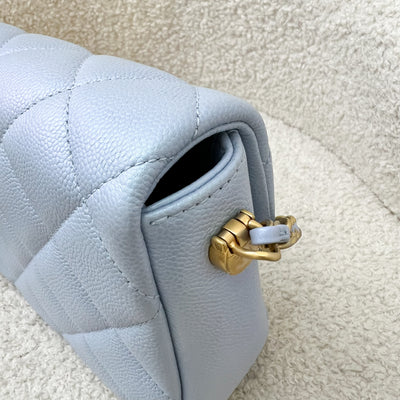 Chanel 21K Perfect Mini Square Adjustable Chain Flap in Iridescent Light Blue Caviar and AGHW