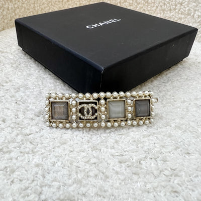 Chanel VIP Gift Hair Pin with Tiny Pearls and Square Crystals LGHW