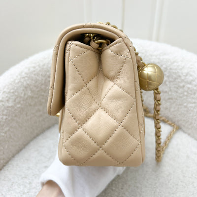 Chanel Pearl Crush Mini Square Flap in 22C Beige Lambskin AGHW