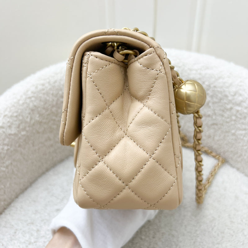 Chanel Pearl Crush Mini Square Flap in 22C Beige Lambskin AGHW