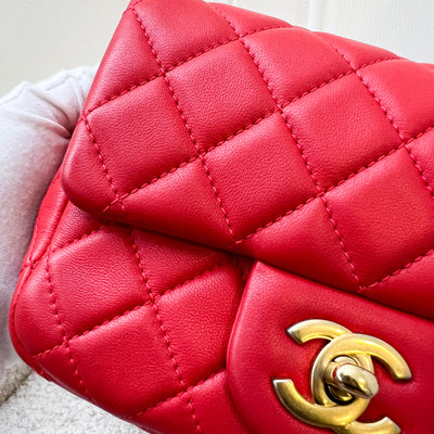 Chanel Pearl Crush Mini Square Flap in Red Lambskin and AGHW