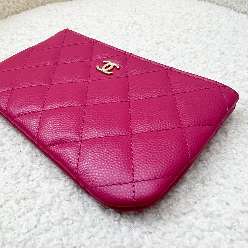 Chanel Classic Mini O-Case in Dark Pink Caviar and LGHW