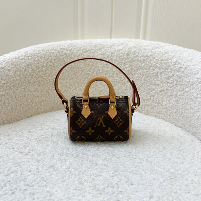 LV Micro Speedy Bag Charm in Monogram Canvas and GHW