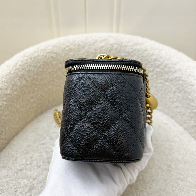 Chanel 23P Heart Adjustable Chain Vanity in Black Caviar and AGHW