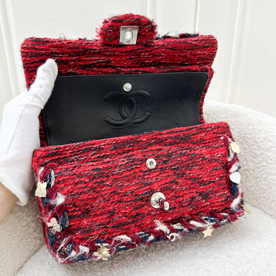 Chanel Small Classic Flap CF in Red Tweed and SHW