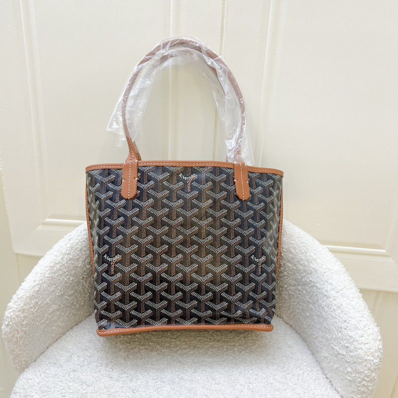 Goyard Mini Anjou in Black Goyardine Canvas with Camel Trim