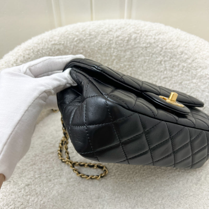 Chanel Pearl Crush Mini Rectangular Flap in Black Lambskin and AGHW (Model: AS1787)