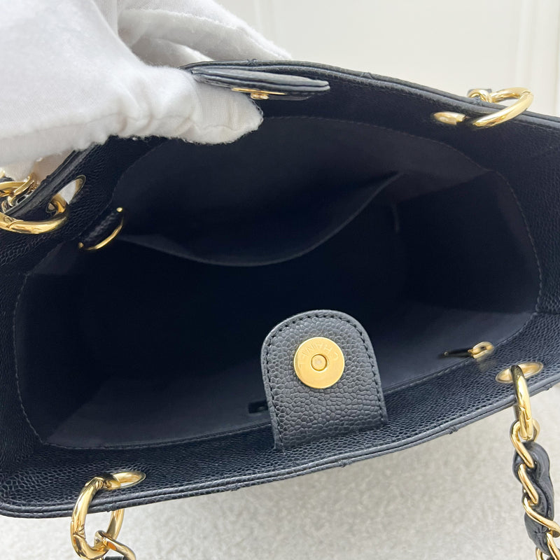 Chanel Petite Shopping Tote PST in Black Caviar and GHW