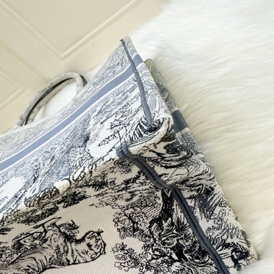 Dior Large Book Tote in Ombre Bluish Grey Toile De Jouy Canvas