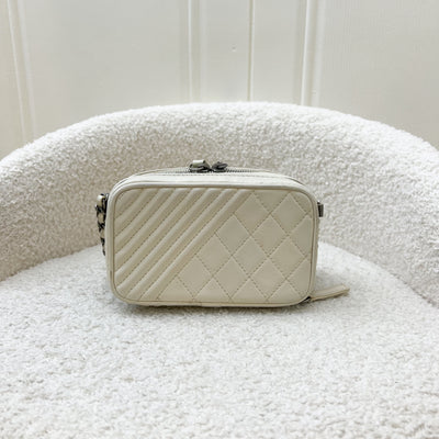 Chanel Seasonal Micro Camera Bag with CC Charm in Light Grey Calfskin and RHW