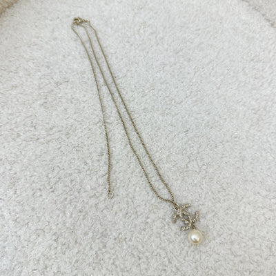 Chanel CC Necklace with Dangling Pearl in LGHW