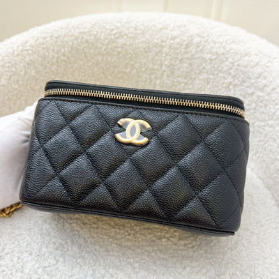 Chanel 23P Heart Adjustable Chain Vanity in Black Caviar AGHW