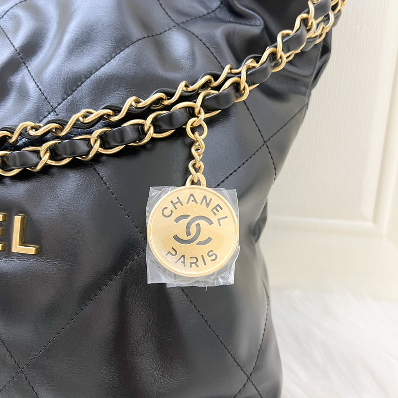 Chanel 22 Small Hobo Bag in Black Calfskin and AGHW