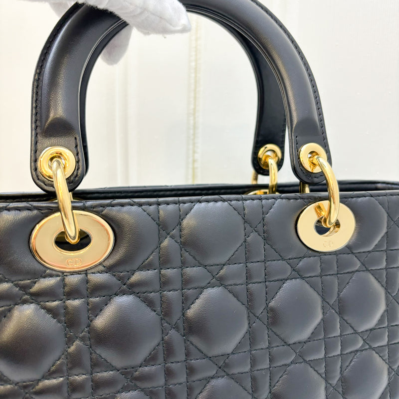 Dior Large Lady Dior in Black Lambskin and GHW