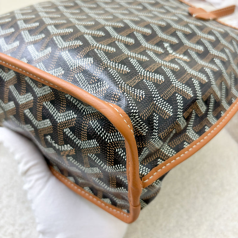 Goyard Mini Anjou in Black Goyardine Canvas with Camel Trim