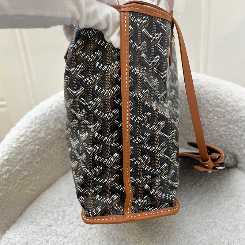 Goyard Mini Anjou in Black Goyardine Canvas with Camel Trim